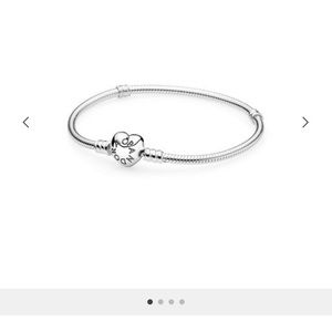 PANDORA Silver Bracelet w/ Heart Clasp